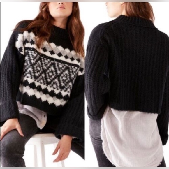 NWT ⚜️🖤⚜️ FREE PEOPLE Alpine pull over mock neck sweater size S wool and alpaca - Picture 4 of 17